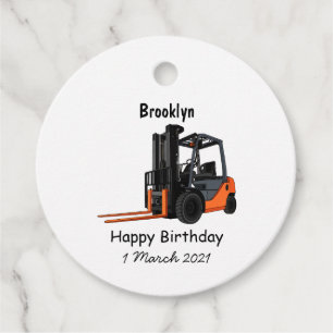 Forklift cartoon illustration favour tags