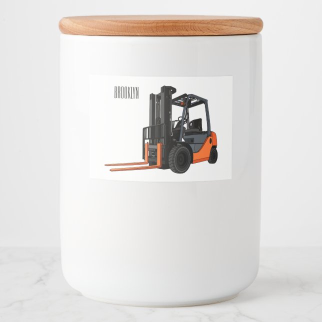 Forklift cartoon illustration food label (Front)