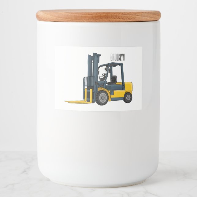 Forklift cartoon illustration food label (Front)