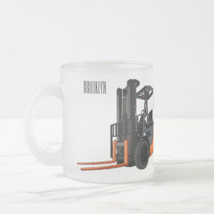 Forklift cartoon illustration frosted glass coffee mug