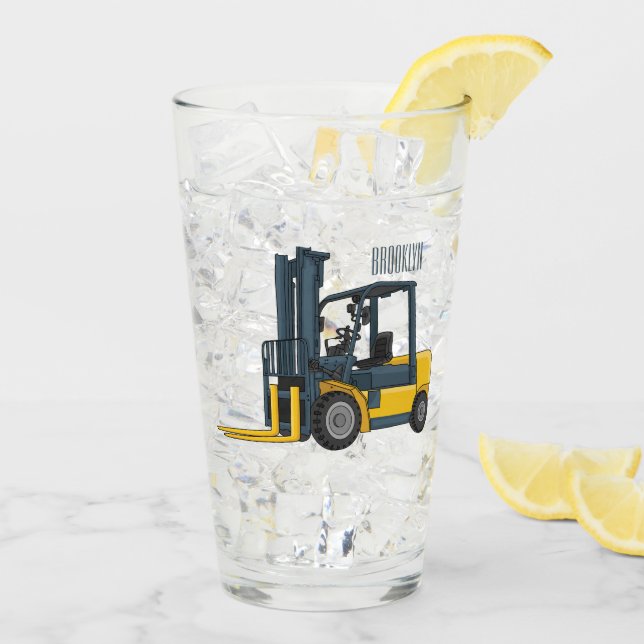 Forklift cartoon illustration glass (Back Ice)