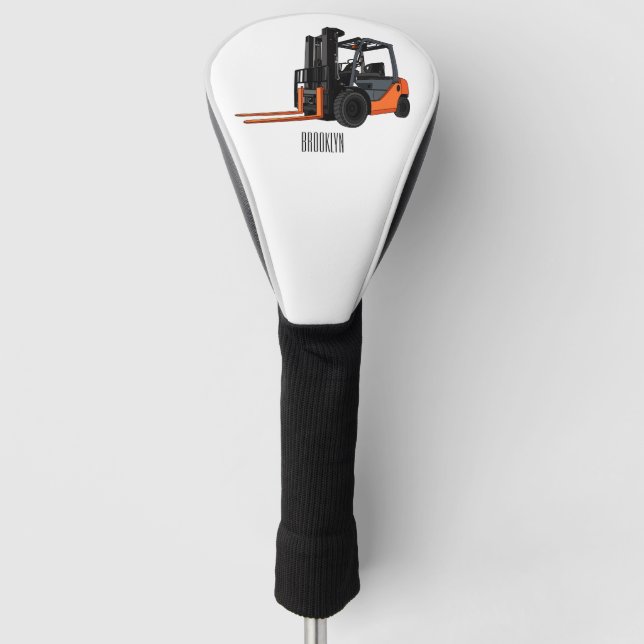Forklift cartoon illustration golf head cover (Front)