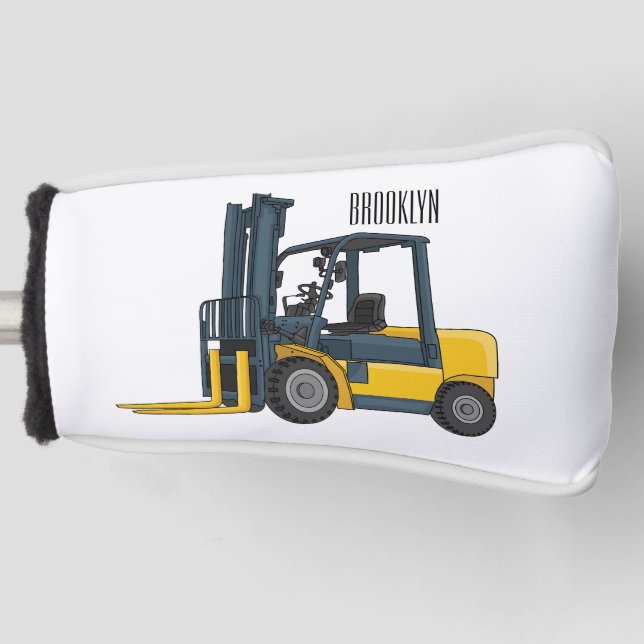 Forklift cartoon illustration golf head cover (Front)