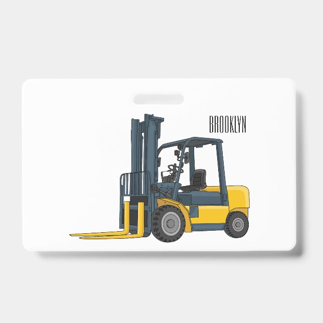 Forklift cartoon illustration ID badge (Front)