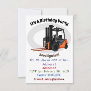 Forklift cartoon illustration invitation
