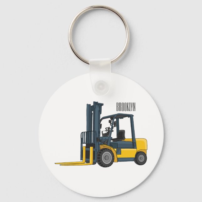 Forklift cartoon illustration key ring (Front)