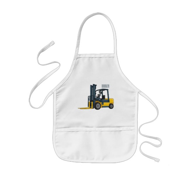 Forklift cartoon illustration  kids apron (Front)