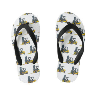 Forklift cartoon illustration kid's flip flops