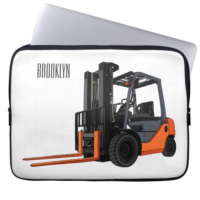 Forklift cartoon illustration laptop sleeve (Front)