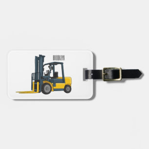 Forklift cartoon illustration luggage tag