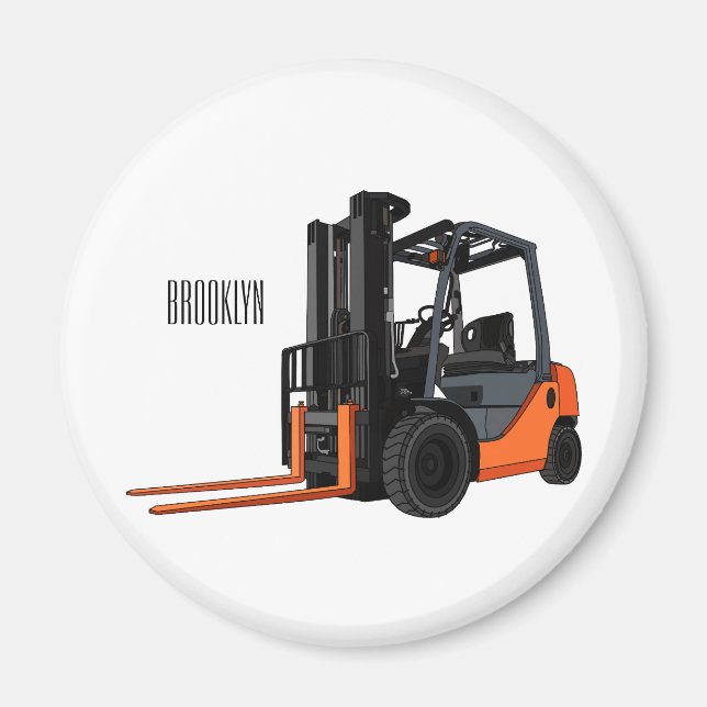Forklift cartoon illustration magnet (Front)