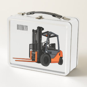 Forklift cartoon illustration metal lunch box