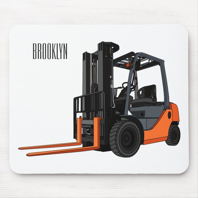Forklift cartoon illustration mouse mat (Front)