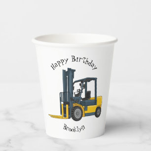 Forklift cartoon illustration paper cups