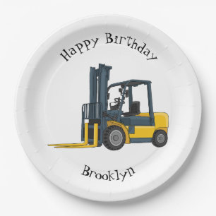 Forklift cartoon illustration paper plate
