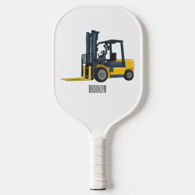 Forklift cartoon illustration pickleball paddle (Front)