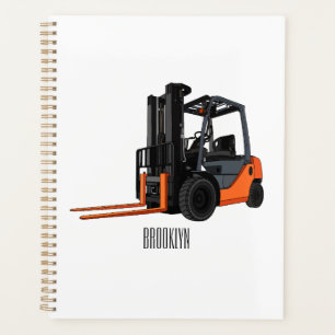Forklift cartoon illustration planner