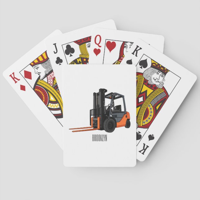 Forklift cartoon illustration playing cards (Back)