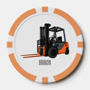 Forklift cartoon illustration poker chips