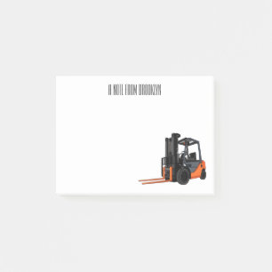 Forklift cartoon illustration post-it notes