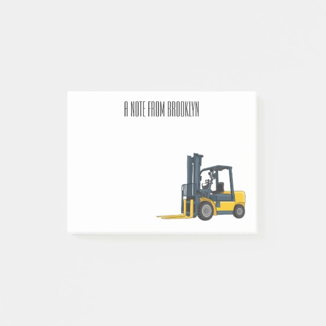 Forklift cartoon illustration post-it notes (Front)