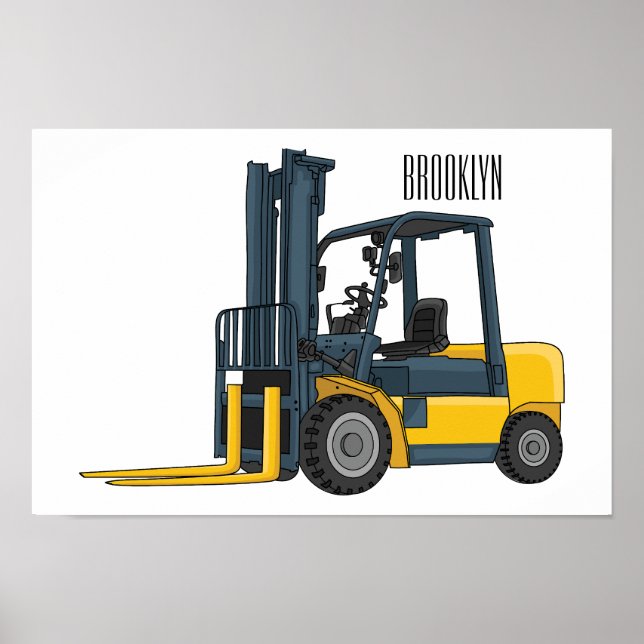 Forklift cartoon illustration  poster (Front)