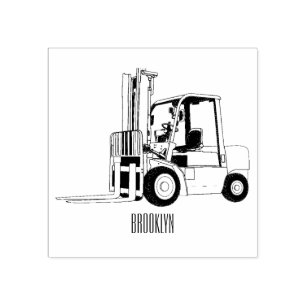 Forklift cartoon illustration rubber stamp