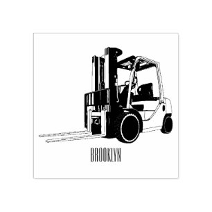 Forklift cartoon illustration rubber stamp
