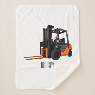Forklift cartoon illustration sherpa blanket