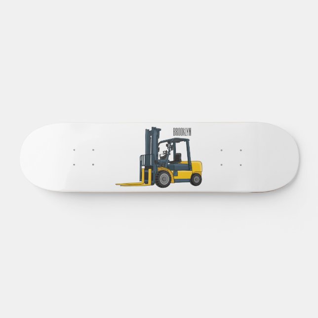Forklift cartoon illustration skateboard (Horz)