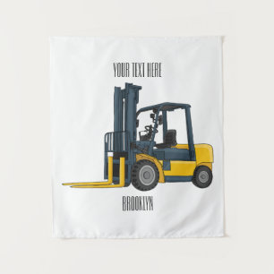 Forklift cartoon illustration tapestry