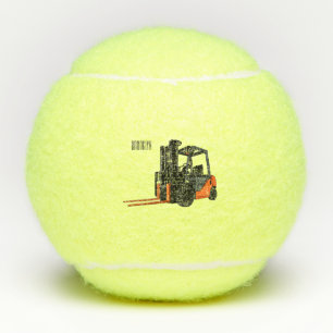 Forklift cartoon illustration tennis balls