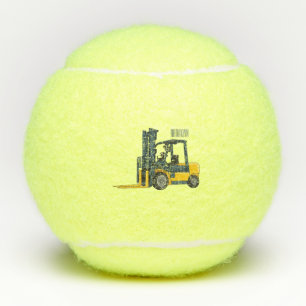 Forklift cartoon illustration tennis balls