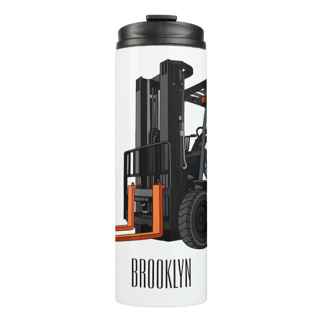 Forklift cartoon illustration thermal tumbler (Front)