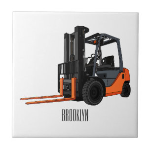 Forklift cartoon illustration tile