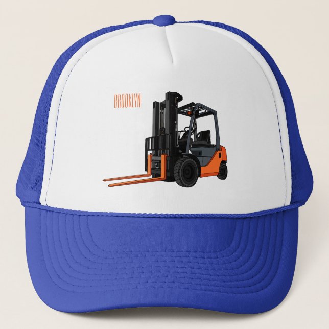 Forklift cartoon illustration trucker hat (Front)
