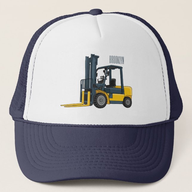 Forklift cartoon illustration trucker hat (Front)