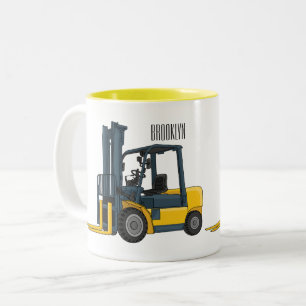 Forklift cartoon illustration Two-Tone coffee mug
