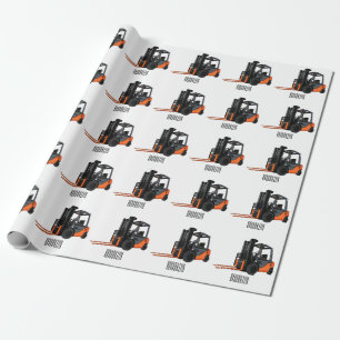 Forklift cartoon illustration wrapping paper