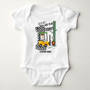 Forklift  Construction Theme First Birthday  Baby Bodysuit