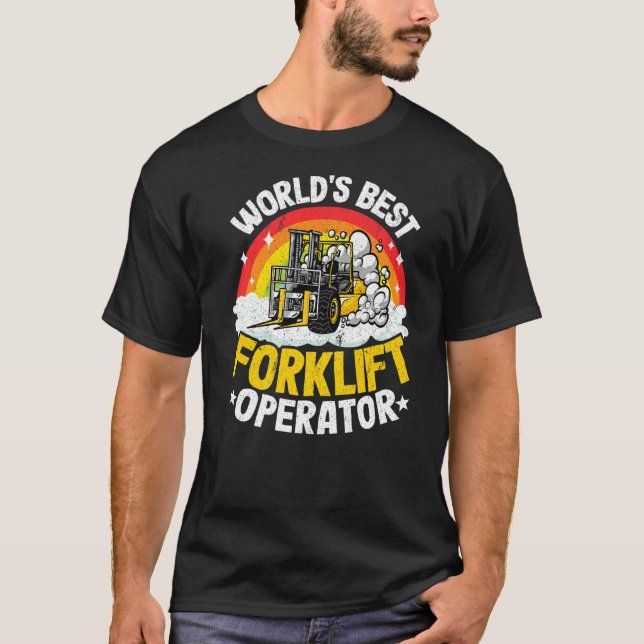 Forklift Driver Rainbow World's Best Forklift Oper T-Shirt (Front)