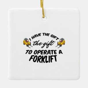 Forklift Gift Ceramic Ornament