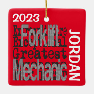 Forklift Mechanic Extraordinaire CUSTOM Ceramic Ornament