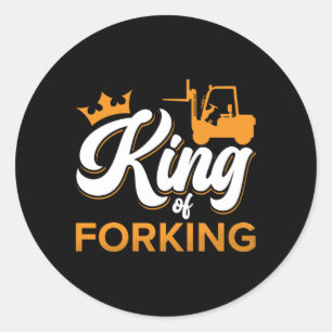 Forklift Operator King Of Forking Driver Worker Classic Round Sticker
