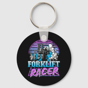 Forklift Racer Retrowave Vintage 80s Retro Forklif Key Ring