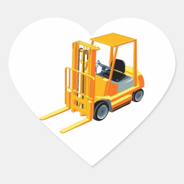 Forklift Truck (a.k.a. Lift Truck/Fork Truck) Heart Sticker (Front)