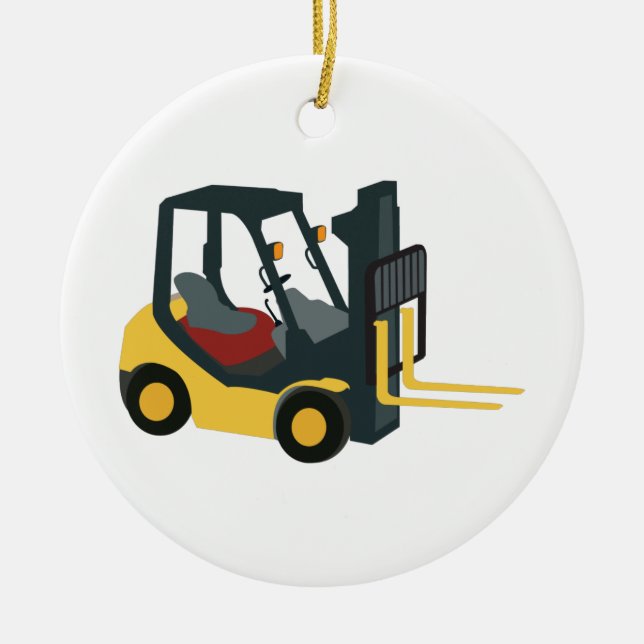 Forklift Truck Ceramic Tree Decoration (Front)