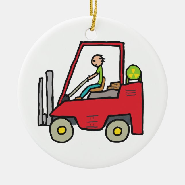 Forklift Truck Ceramic Tree Decoration (Front)