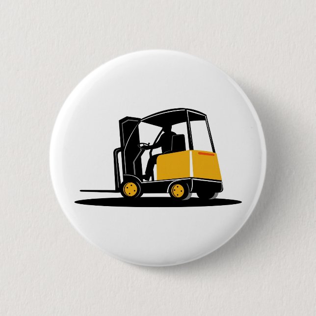 forklift truck retro 6 cm round badge (Front)