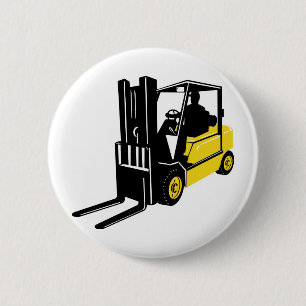 forklift truck retro 6 cm round badge